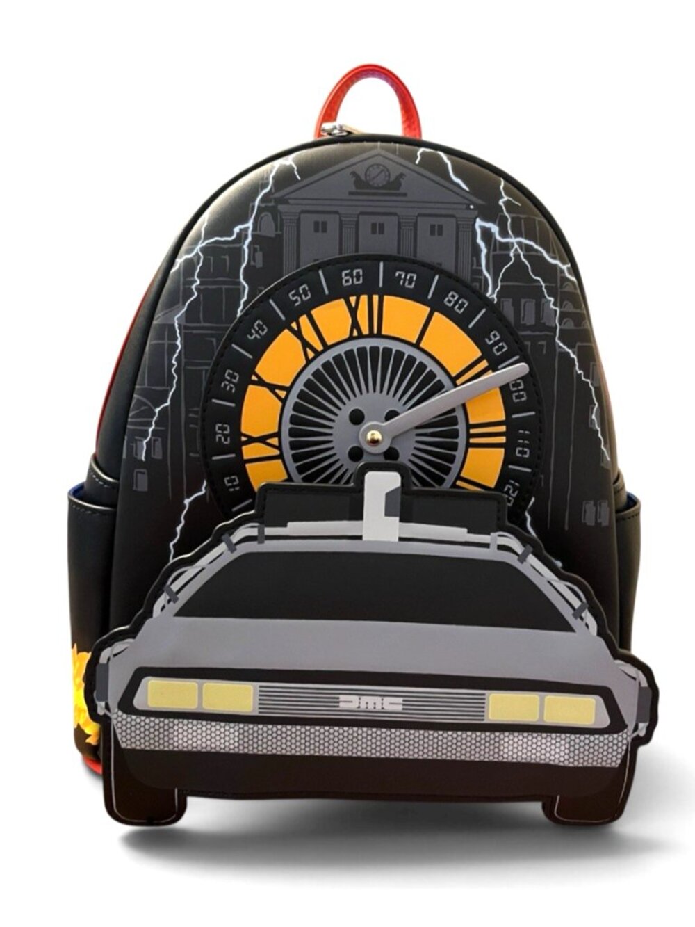 Loungefly Back to the Future Universal Studios Backpack Delorean Clock Glow New
